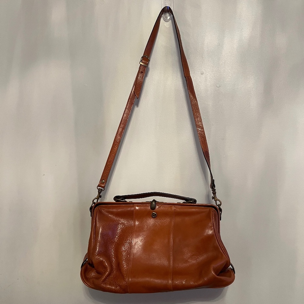 Vintage Leather Medicine Bag Purse Georgetown Saddle Brown  Crossbody Handbag